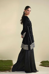 FW25DA-2822  BLACK  2PCS  EMBROIDERED KURTA WITH TROUSER
